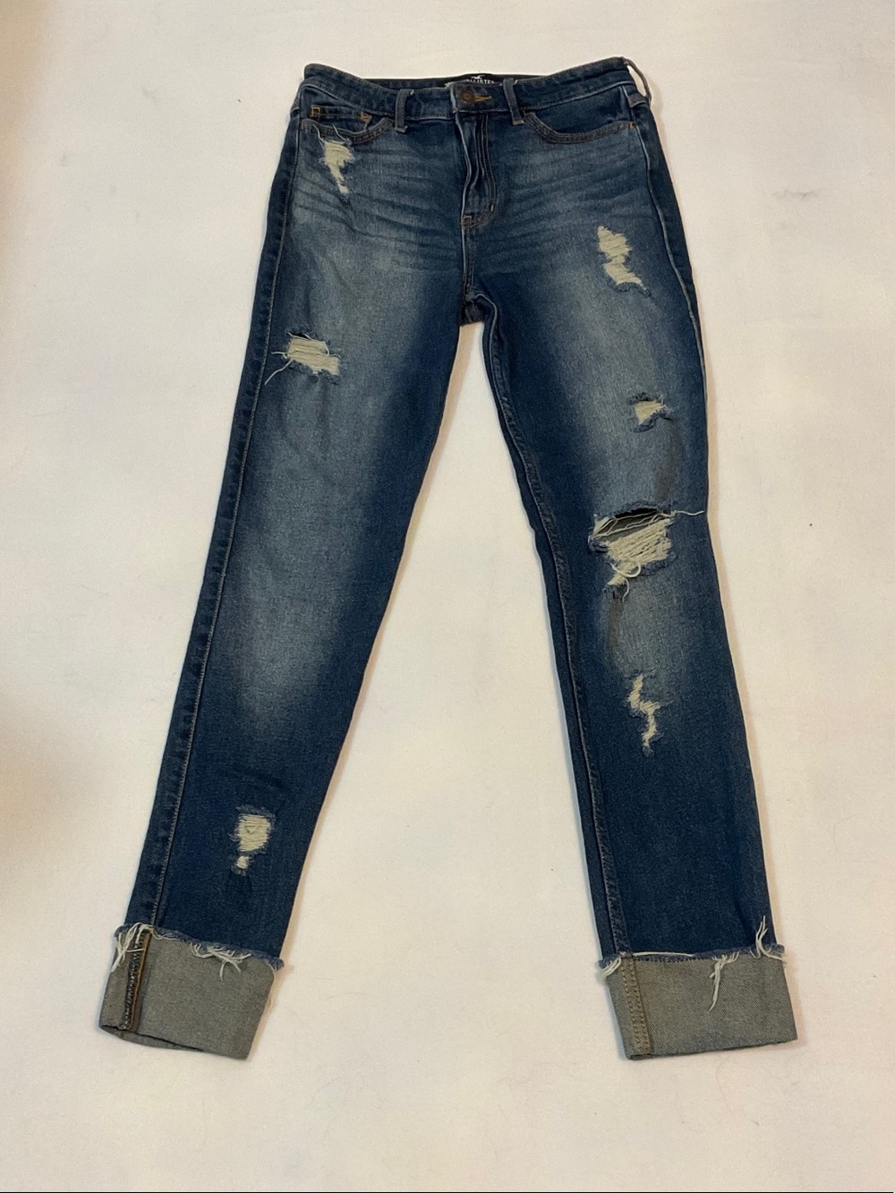 Hollister Dark Blue Distressed Boyfriend Jeans